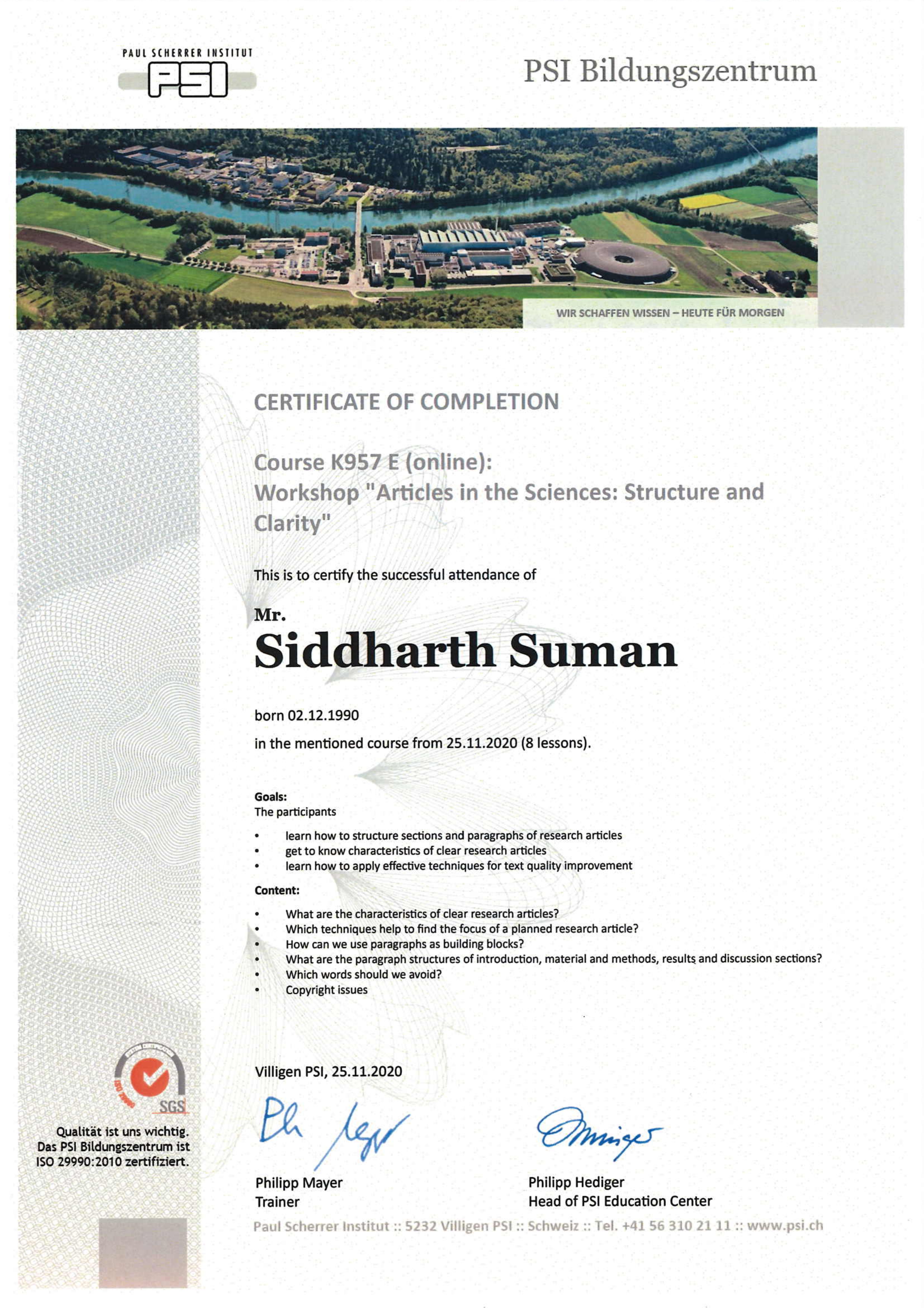 Articles in the Sciences